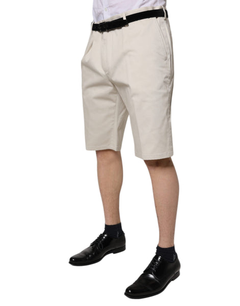 Dolce & Gabbana Beige Cotton Stretch Mid Waist Bermuda Shorts Dolce & Gabbana