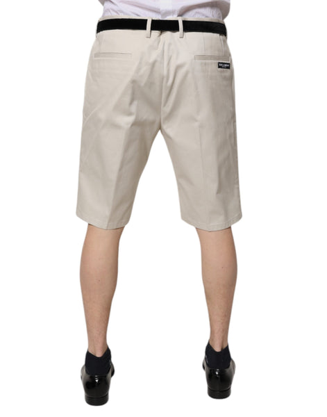 Dolce & Gabbana Beige Cotton Stretch Mid Waist Bermuda Shorts Dolce & Gabbana