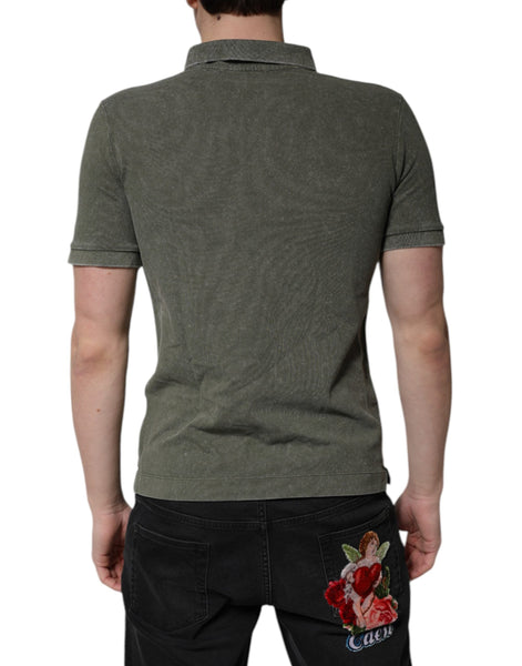 Dolce & Gabbana Army Green Logo Plaque Cotton Polo Shirt T-shirt Dolce & Gabbana