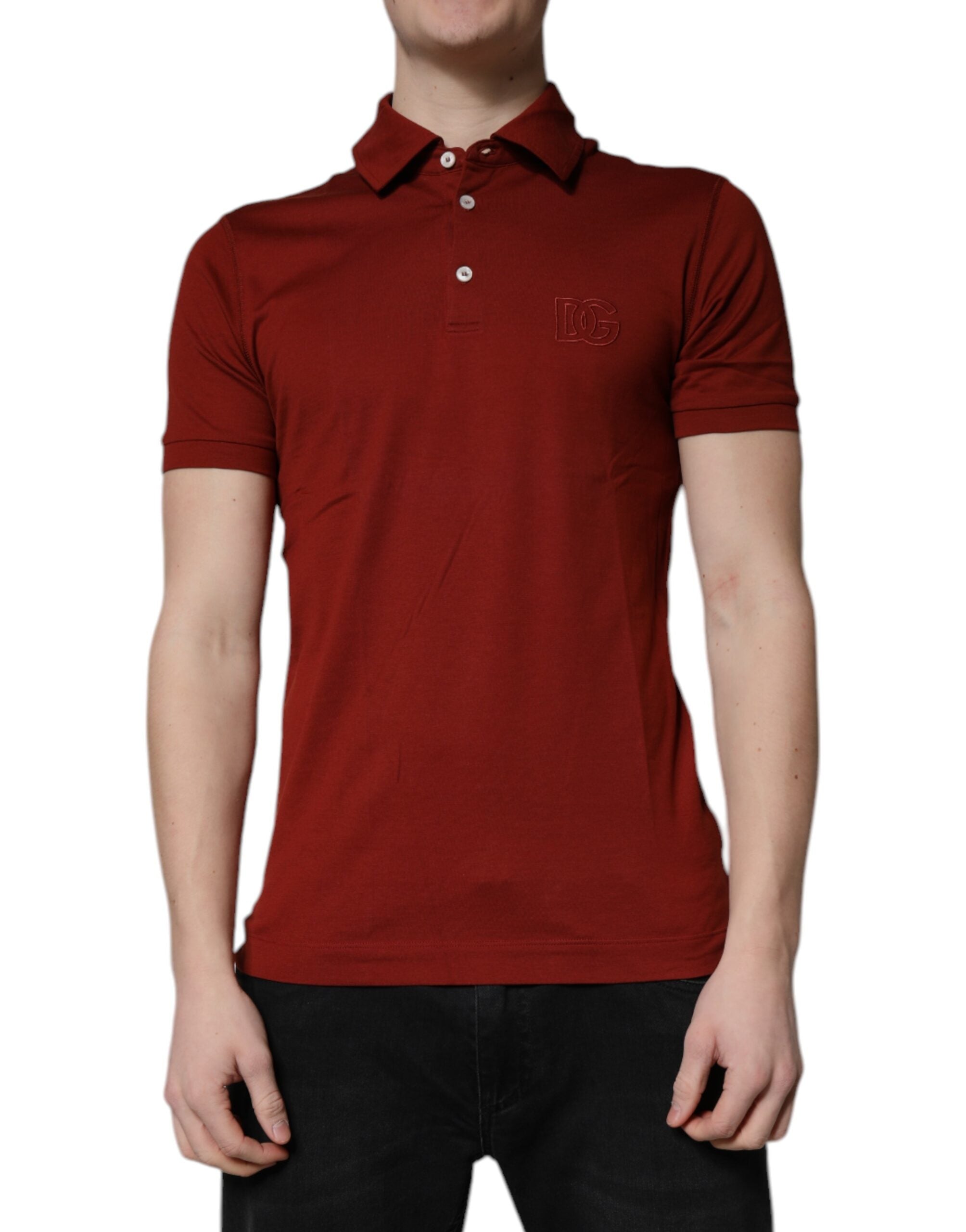 Dolce & Gabbana Red Cotton DG Logo Collared Men Polo T-shirt Dolce & Gabbana