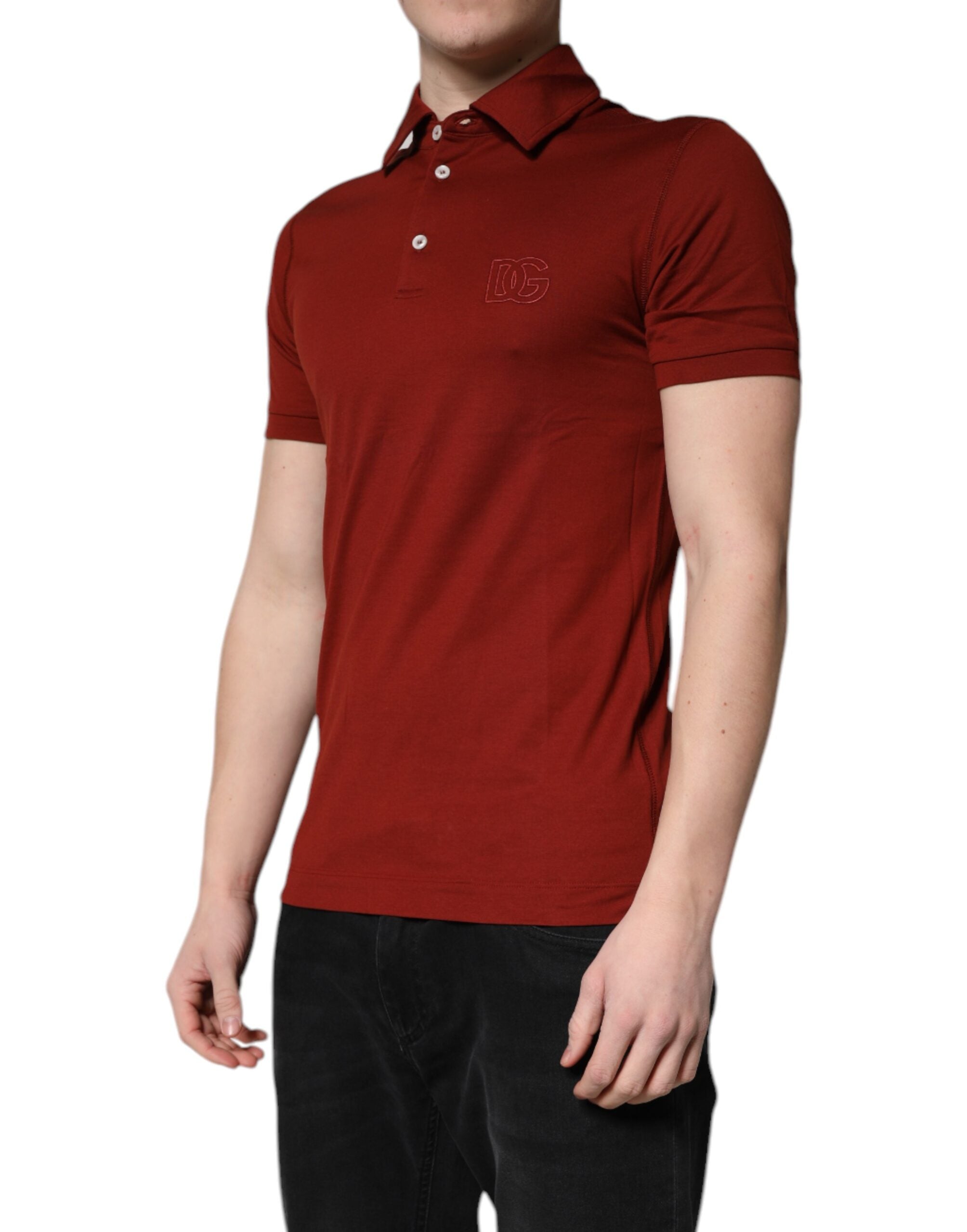 Dolce & Gabbana Red Cotton DG Logo Collared Men Polo T-shirt Dolce & Gabbana