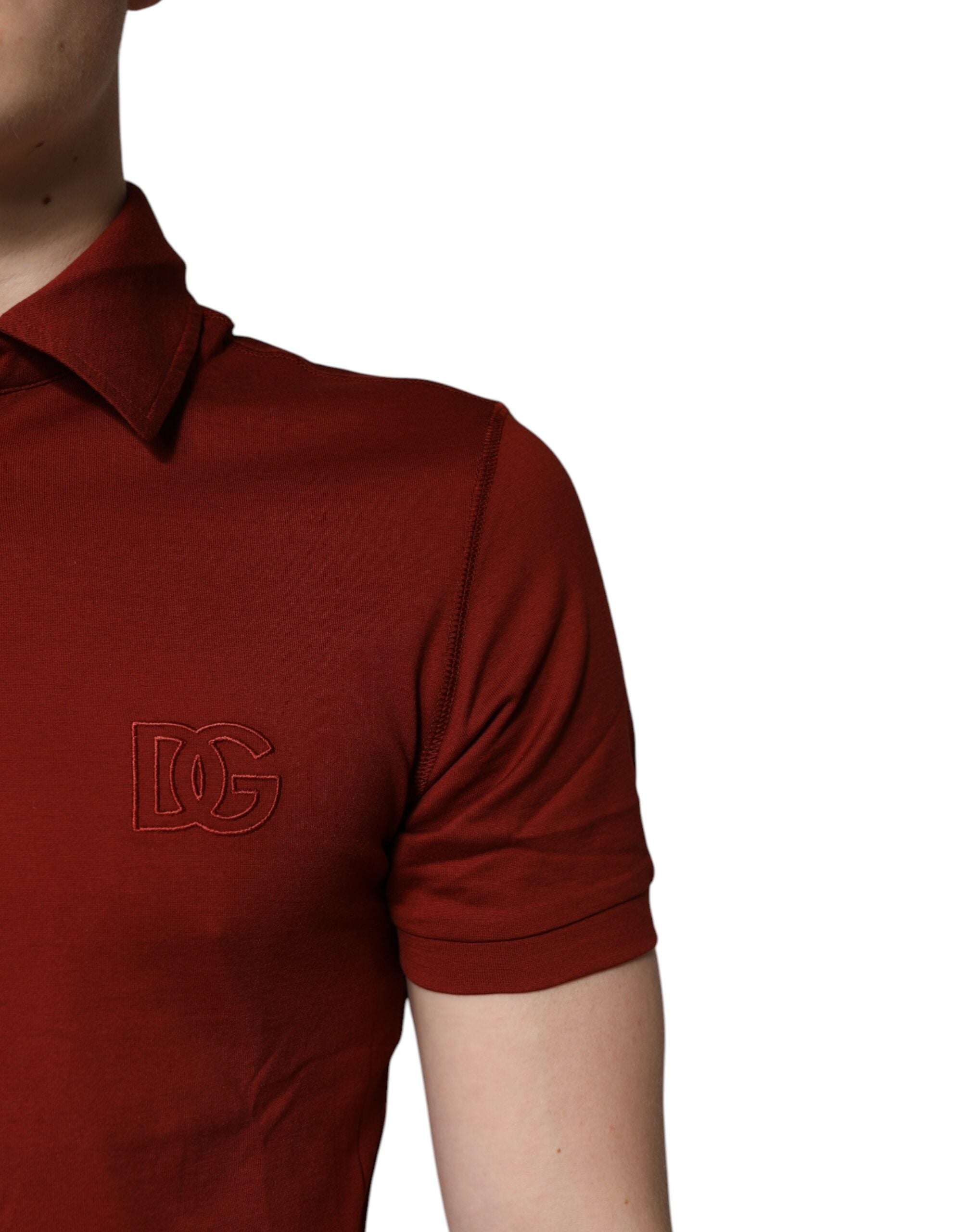 Dolce & Gabbana Red Cotton DG Logo Collared Men Polo T-shirt Dolce & Gabbana