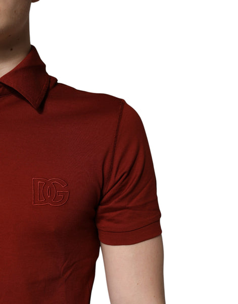 Dolce & Gabbana Red Cotton DG Logo Collared Men Polo T-shirt Dolce & Gabbana