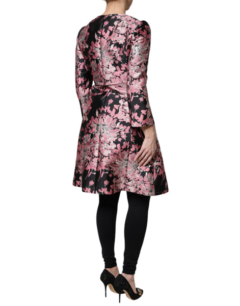 Dolce & Gabbana Pink Black Floral Brocade Trenchcoat Jacket Dolce & Gabbana