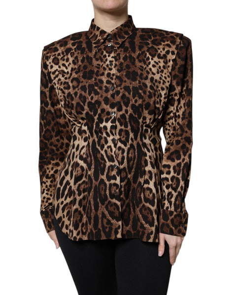 Dolce & Gabbana Brown Leopard Silk Button Down Coat Jacket Dolce & Gabbana