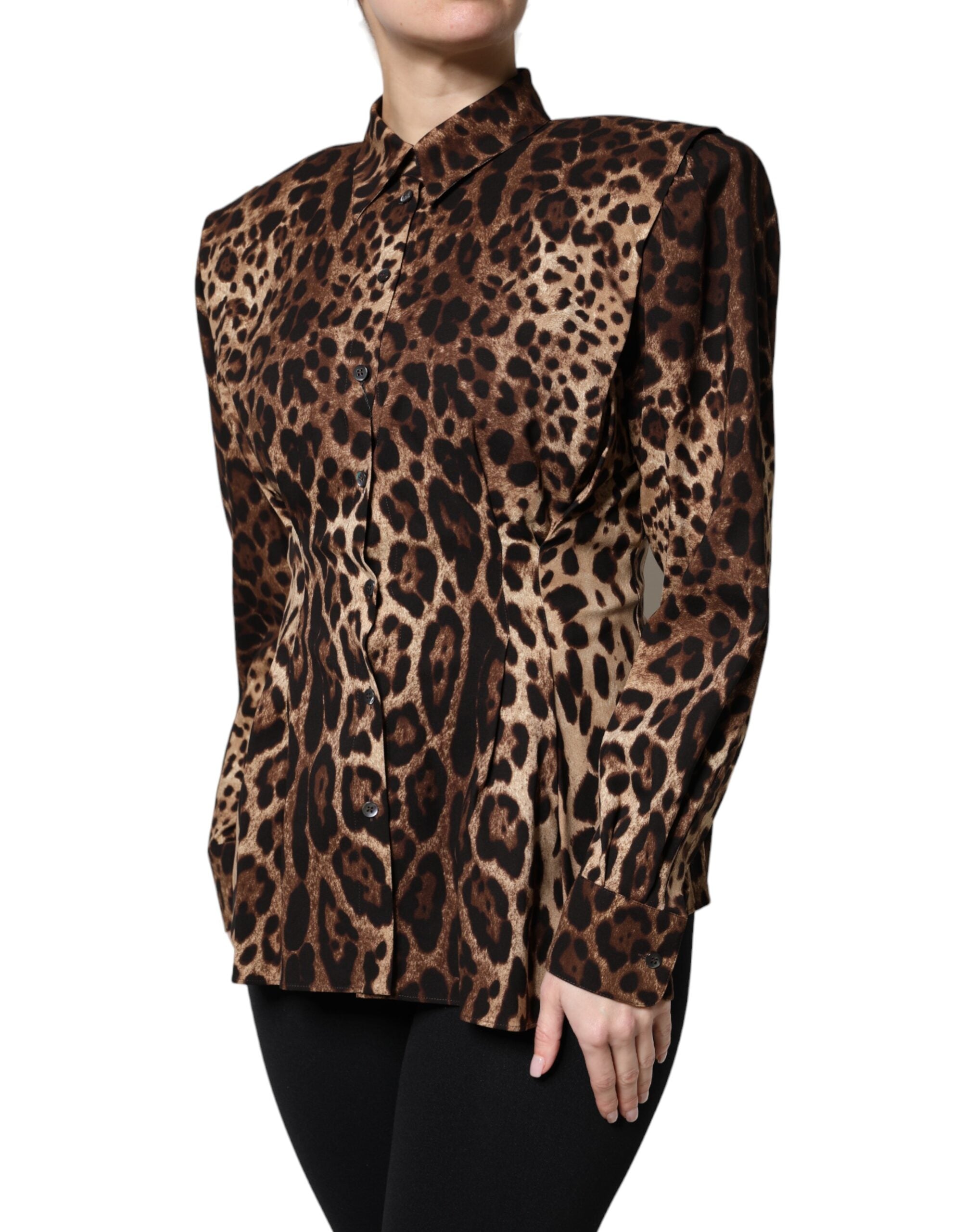 Dolce & Gabbana Brown Leopard Silk Button Down Coat Jacket Dolce & Gabbana