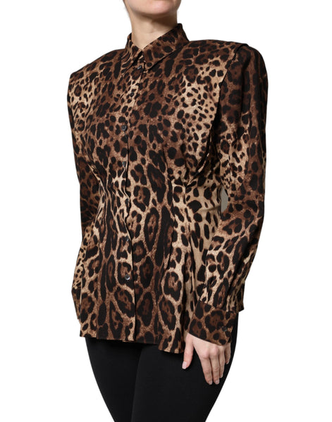 Dolce & Gabbana Brown Leopard Silk Button Down Coat Jacket Dolce & Gabbana