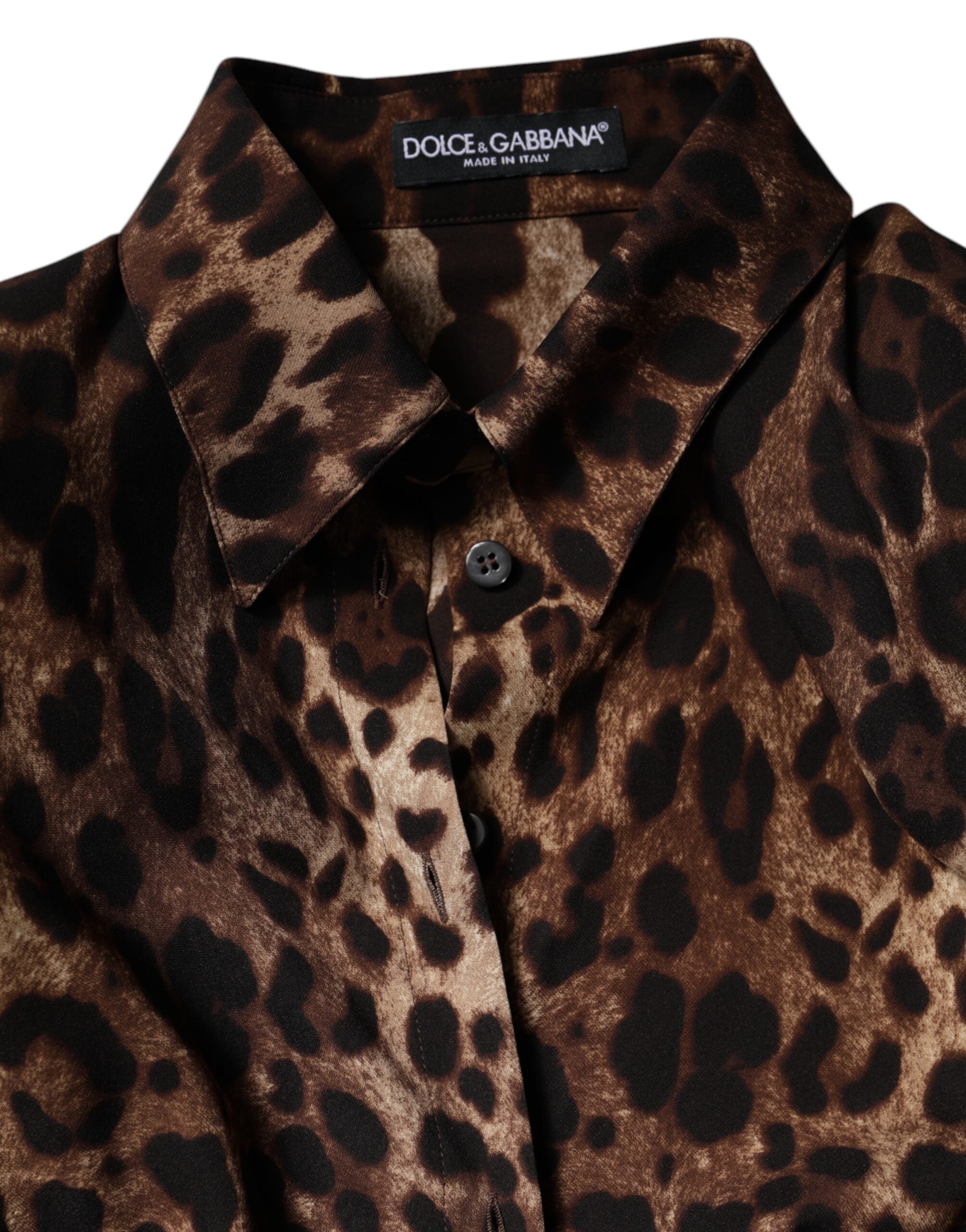 Dolce & Gabbana Brown Leopard Silk Button Down Coat Jacket Dolce & Gabbana