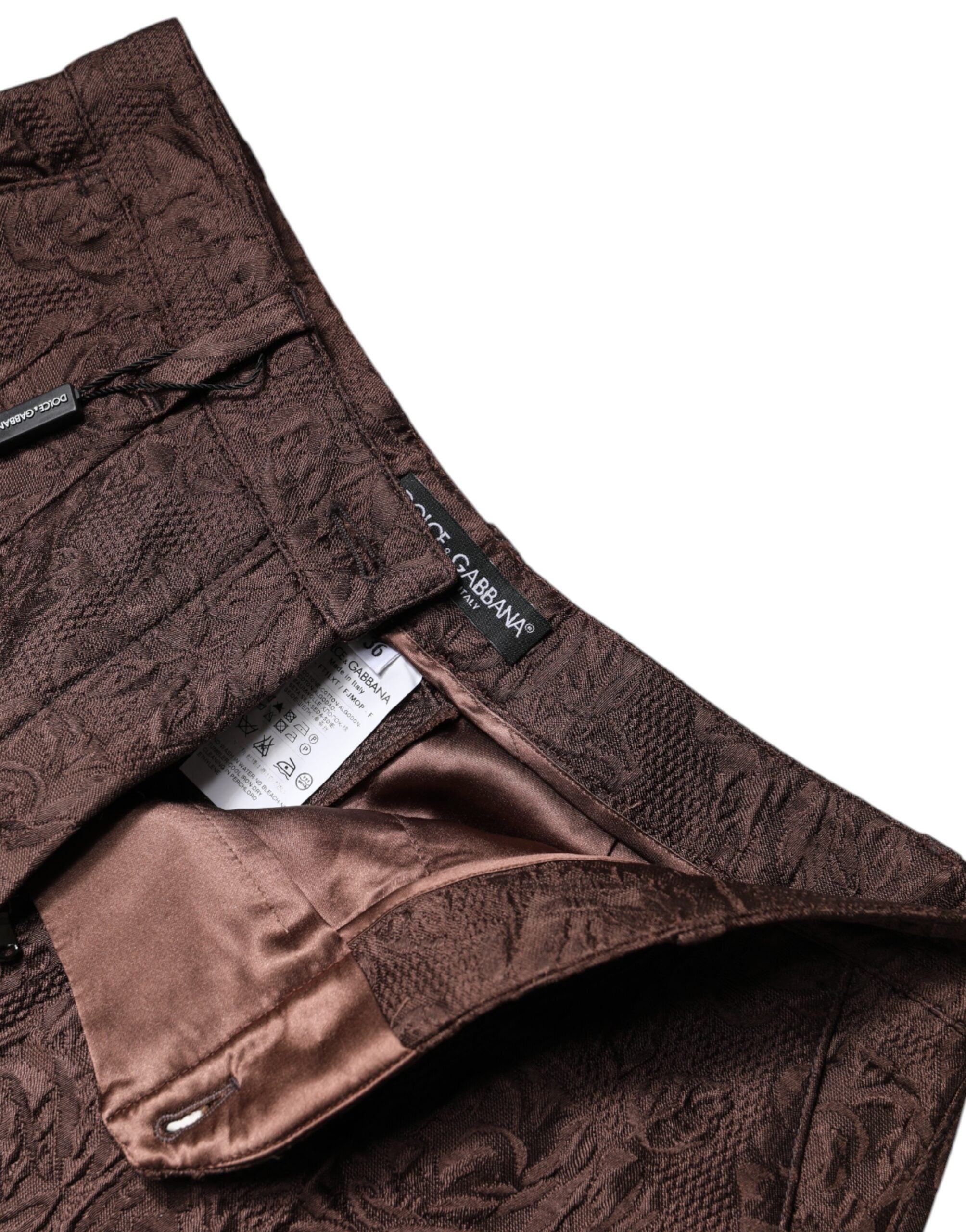 Dolce & Gabbana Brown Floral Brocade Mid Waist Mini Short Dolce & Gabbana