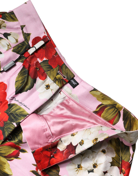 Dolce & Gabbana Pink Floral Print High Waist Hotpants Short Dolce & Gabbana