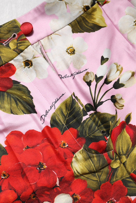 Dolce & Gabbana Pink Floral Print High Waist Hotpants Short Dolce & Gabbana
