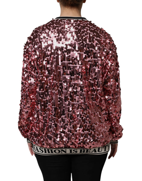 Dolce & Gabbana Pink DG Queen Sequin Pullover Sweater Dolce & Gabbana