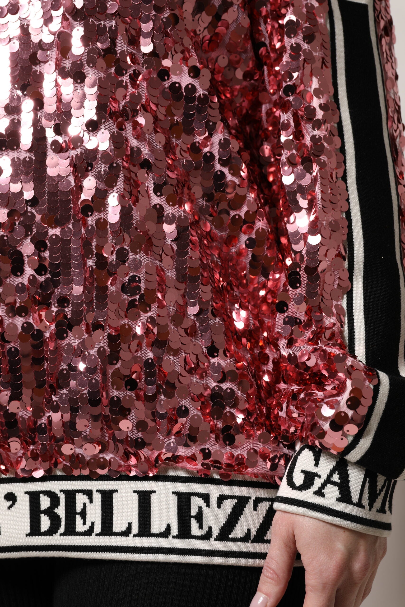 Dolce & Gabbana Pink DG Queen Sequin Pullover Sweater Dolce & Gabbana