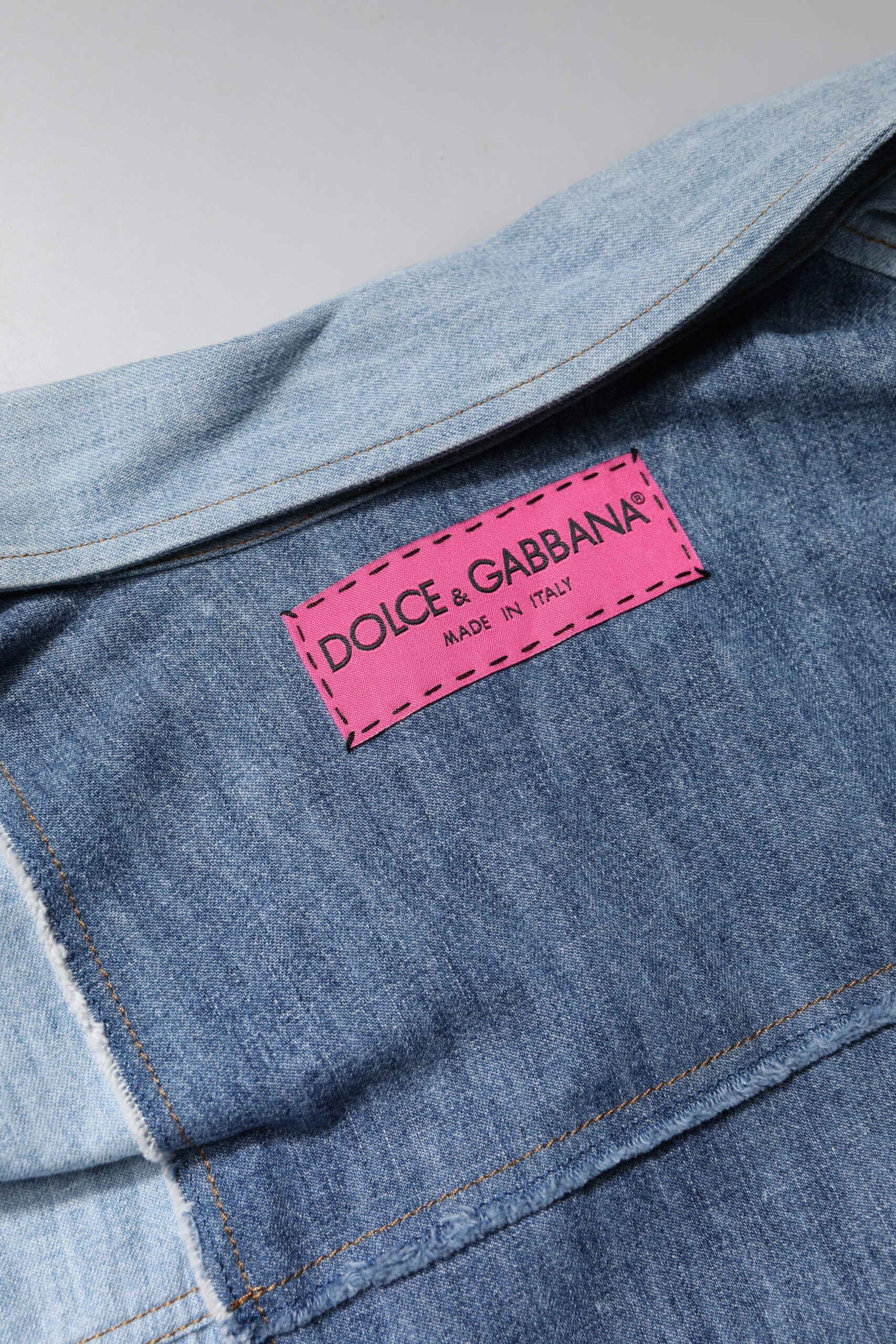 Dolce & Gabbana Blue Cotton Button Up Collared Long Sleeve Top Dolce & Gabbana