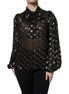 Dolce & Gabbana Black Sheer Tied Neck Polka Dots Blouse Top Dolce & Gabbana