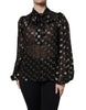 Dolce & Gabbana Black Sheer Tied Neck Polka Dots Blouse Top Dolce & Gabbana