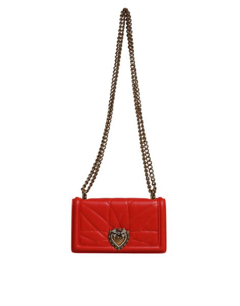 Dolce & Gabbana Red Quilted Devotion Crossbody Chain Phone Cover Bag Dolce & Gabbana
