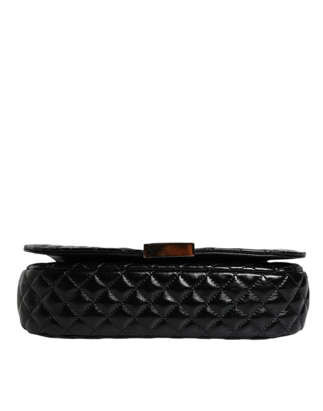 Versace Black Calf Leather Quilted Shoulder Strap Bag Versace