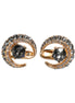 Dolce & Gabbana Brass Gold Black Crystal Luna Cufflink Dolce & Gabbana