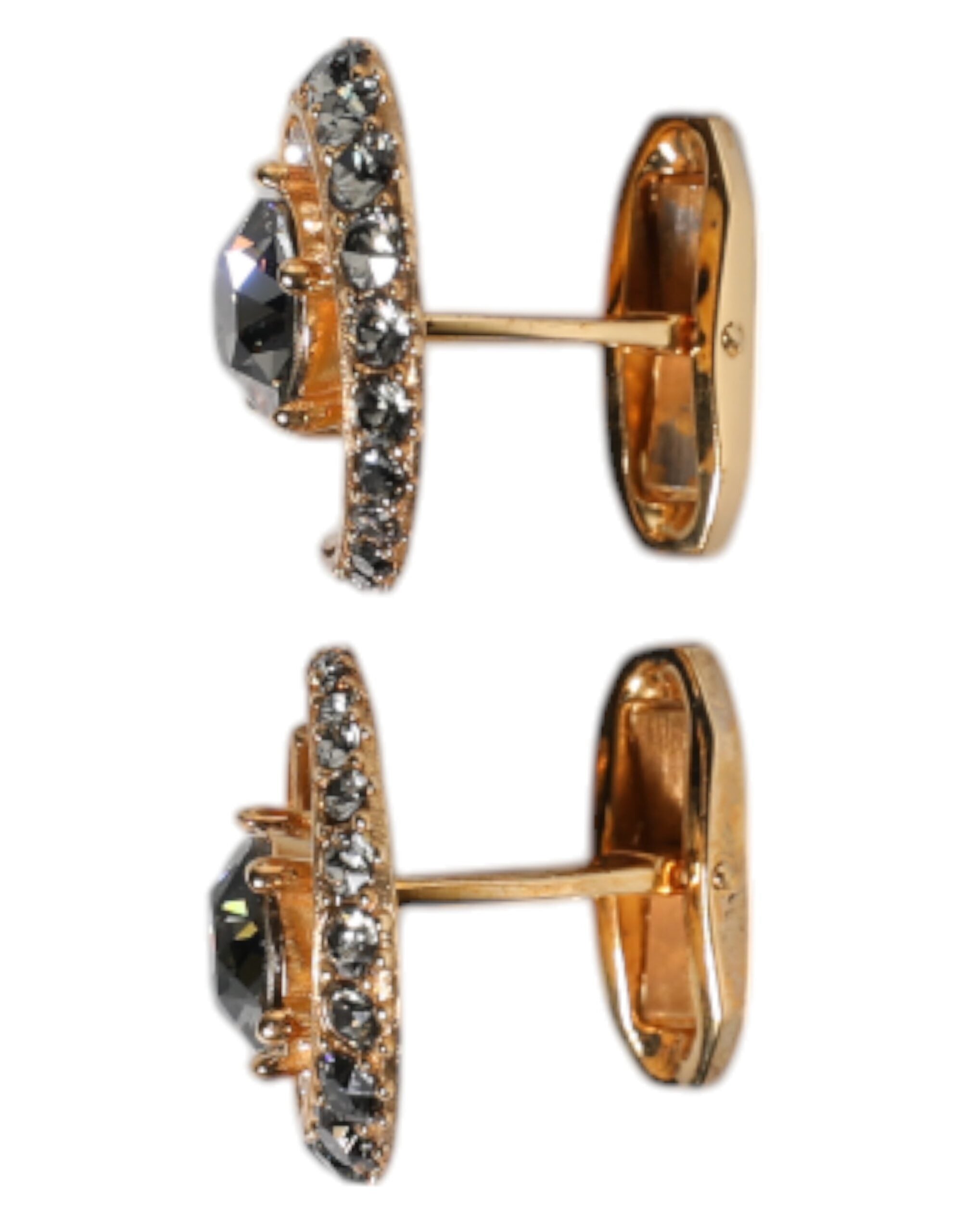 Dolce & Gabbana Brass Gold Black Crystal Luna Cufflink Dolce & Gabbana