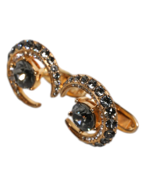 Dolce & Gabbana Brass Gold Black Crystal Luna Cufflink Dolce & Gabbana