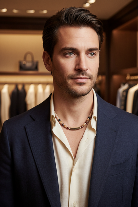 Collier pendentif logo Dolce &amp; Gabbana en bois et perles noires et dorées