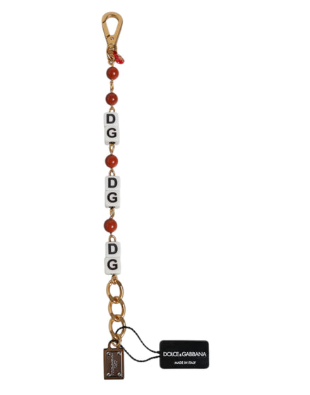 Dolce & Gabbana Multicolor Gold Tone Brass Chain DG Logo Dice Bracelet Dolce & Gabbana
