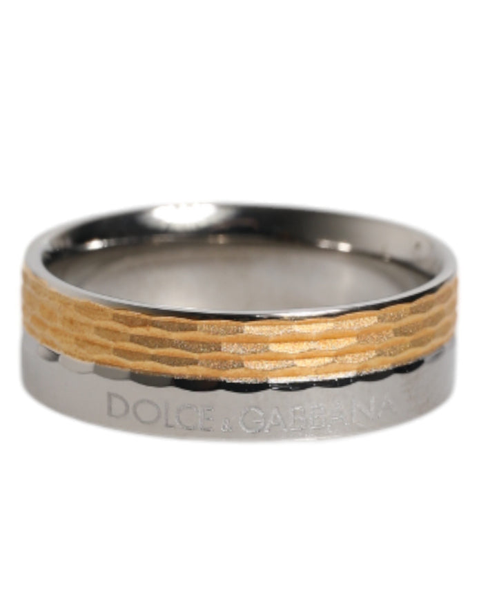 Dolce & Gabbana Gold Silver Tone Real Brass DG Logo Ring Dolce & Gabbana
