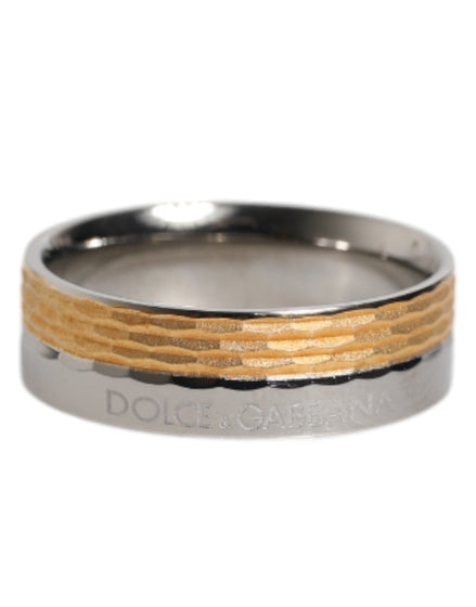 Dolce & Gabbana Gold Silver Tone Real Brass DG Logo Ring Dolce & Gabbana