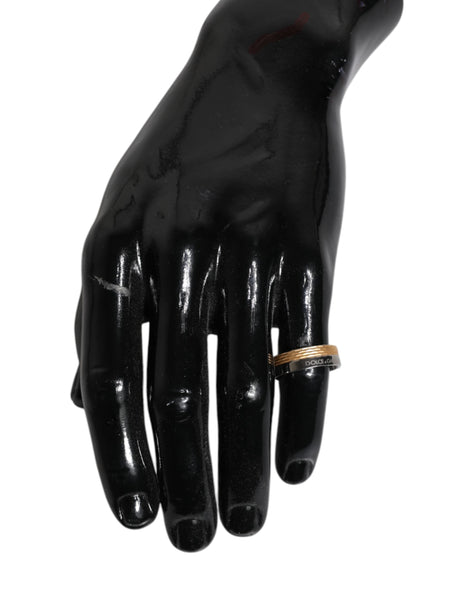 Dolce & Gabbana Gold Silver Tone Real Brass DG Logo Ring Dolce & Gabbana