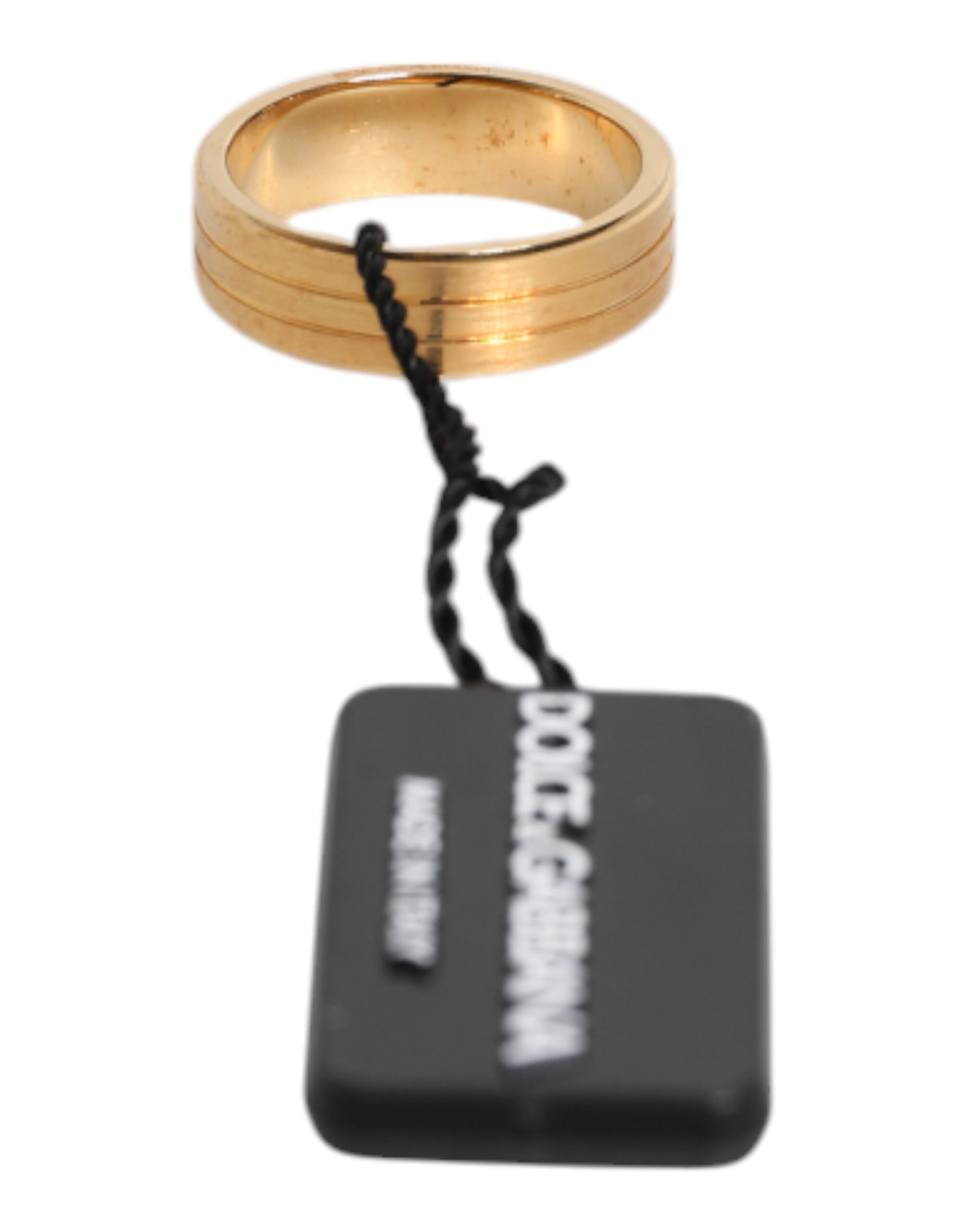 Dolce & Gabbana Gold Tone Brass Red Crystal DG Logo Ring Dolce & Gabbana