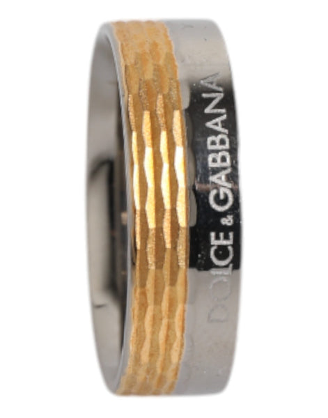 Dolce & Gabbana Gold Silver Tone Real Brass DG Logo Ring Dolce & Gabbana
