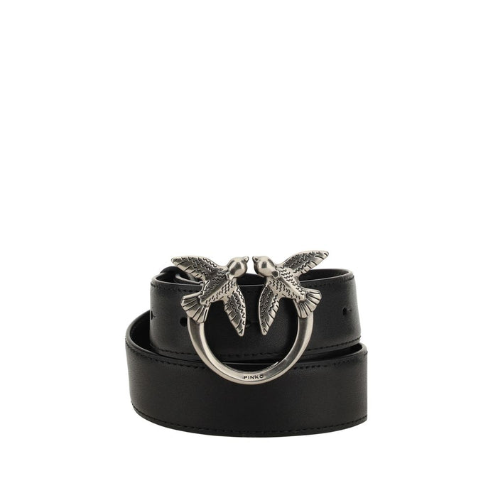 PINKO Black Calf Leather Bos Taurus Regular Belt PINKO