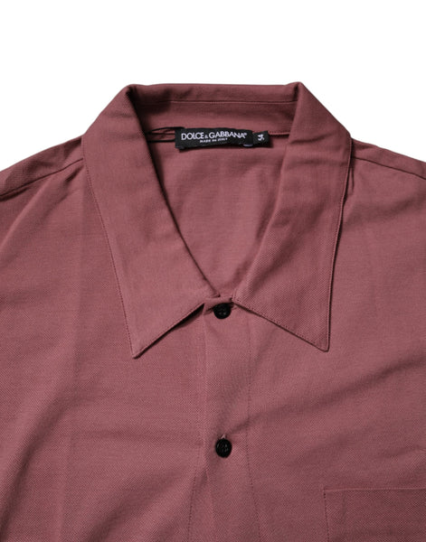 Dolce & Gabbana Dark Pink Button Down Casual Polo Men Shirt Dolce & Gabbana