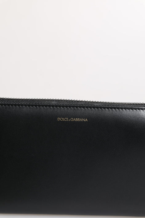 Dolce & Gabbana Black Blue Exotic Leather Embossed Continental Wallet Dolce & Gabbana