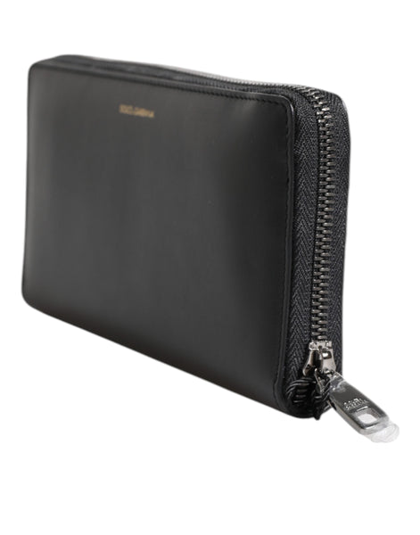 Dolce & Gabbana Black Blue Exotic Leather Embossed Continental Wallet Dolce & Gabbana
