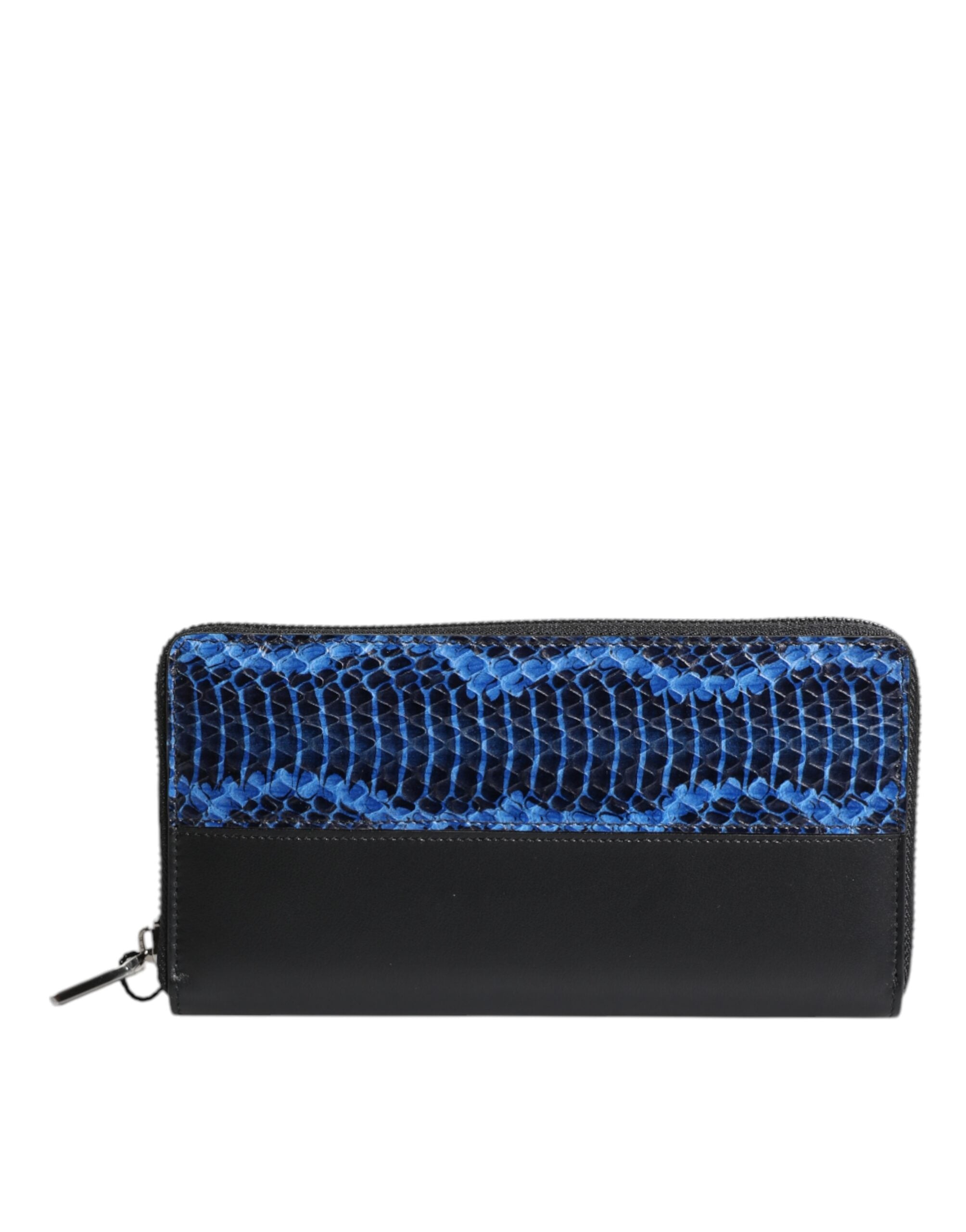 Dolce & Gabbana Black Blue Exotic Leather Embossed Continental Wallet Dolce & Gabbana
