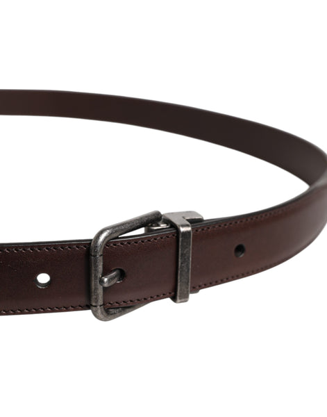 Dolce & Gabbana Brown Leather Silver Metal Buckle Belt Dolce & Gabbana