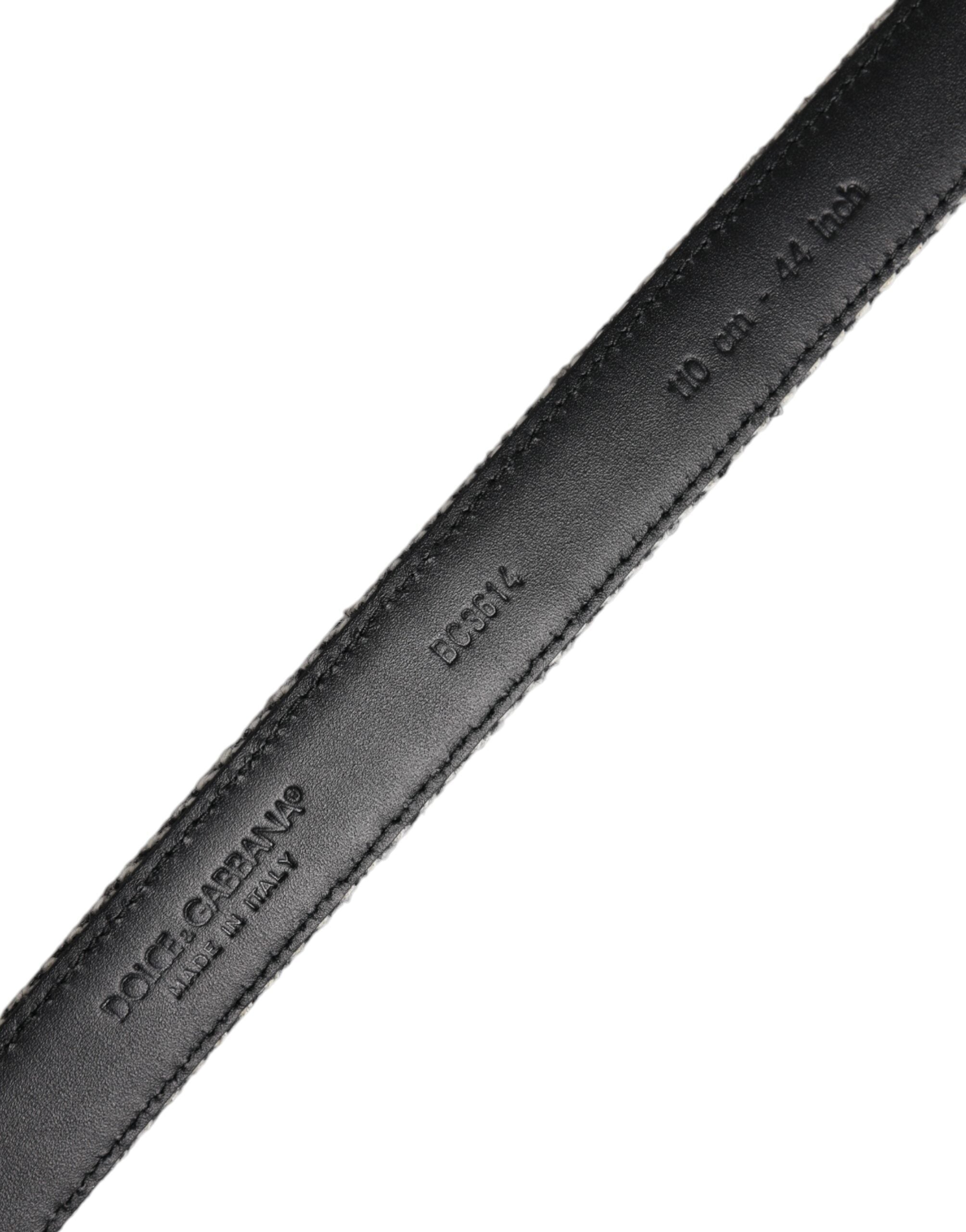 Dolce & Gabbana Black White Silver Tone Metal Buckle Belt Dolce & Gabbana