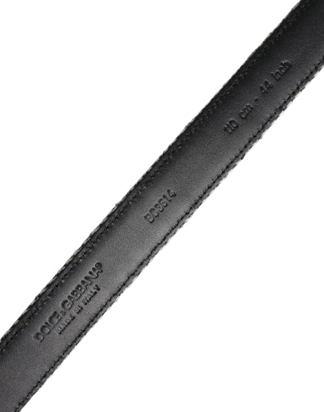 Dolce & Gabbana Black White Silver Tone Metal Buckle Belt Dolce & Gabbana