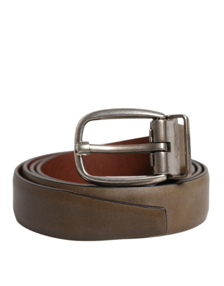Dolce & Gabbana Brown Leather Classic Metal Logo Buckle Belt Dolce & Gabbana