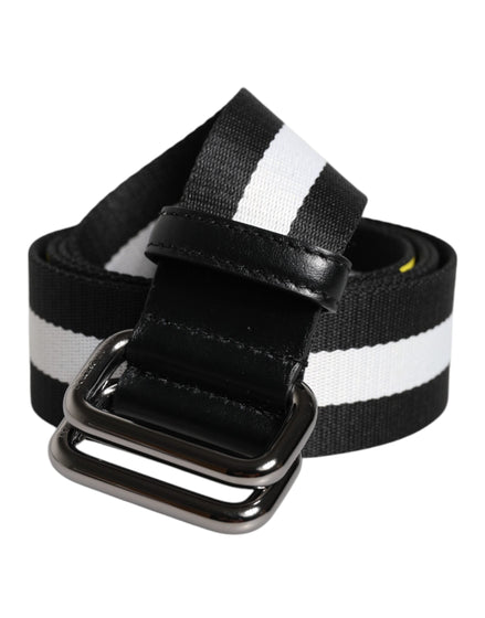 Dolce & Gabbana Black Yellow Logo Striped Metal Buckle Belt Dolce & Gabbana