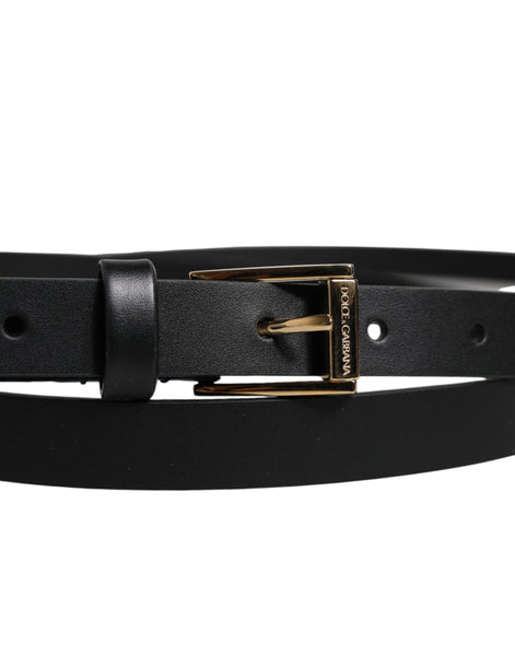 Dolce & Gabbana Black Calfskin Classic Metal Logo Buckle Belt Dolce & Gabbana