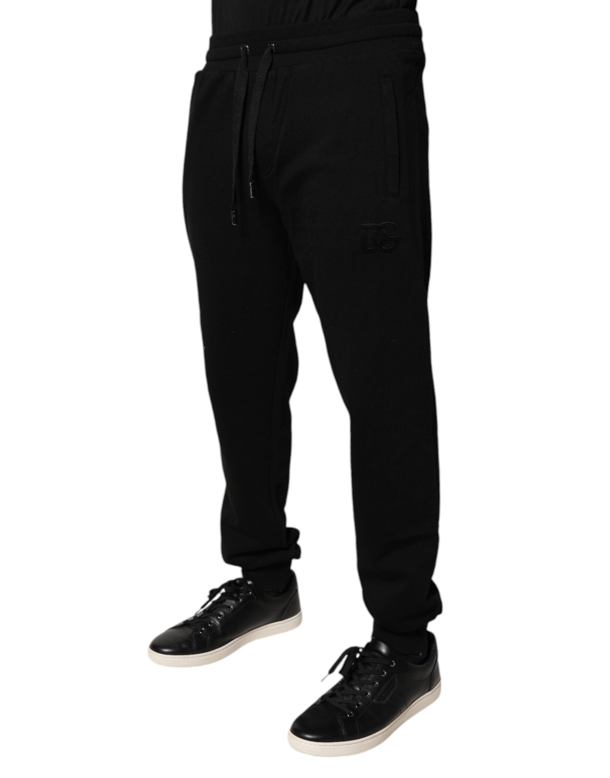 Dolce & Gabbana Black Cotton Mid Waist Jogger Sweatpants Pants Dolce & Gabbana