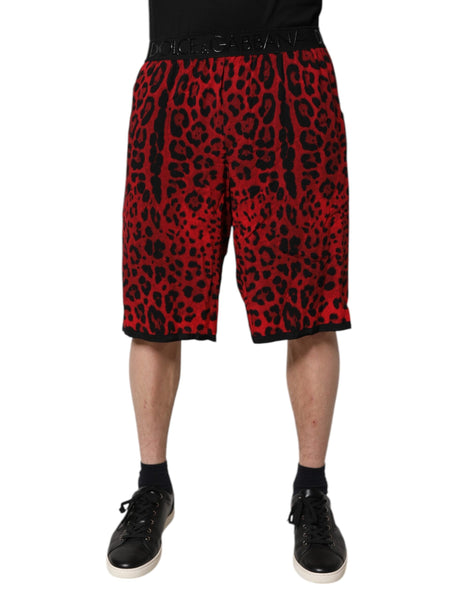Dolce & Gabbana Red Leopard Print Viscose Bermuda Shorts Dolce & Gabbana