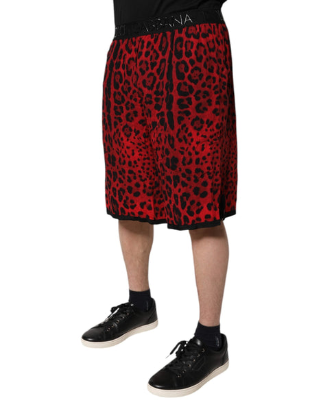 Dolce & Gabbana Red Leopard Print Viscose Bermuda Shorts Dolce & Gabbana