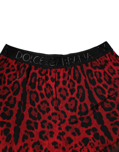 Dolce & Gabbana Red Leopard Print Viscose Bermuda Shorts Dolce & Gabbana