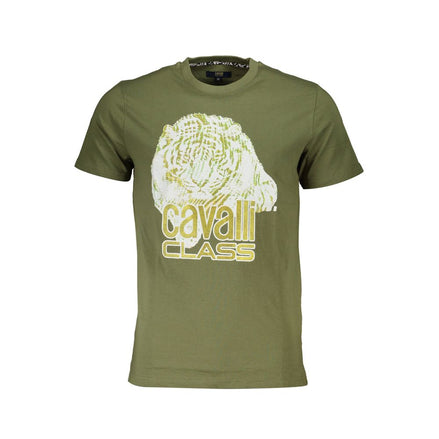 Cavalli Class Verde Cotton Men T-Shirt Cavalli Class