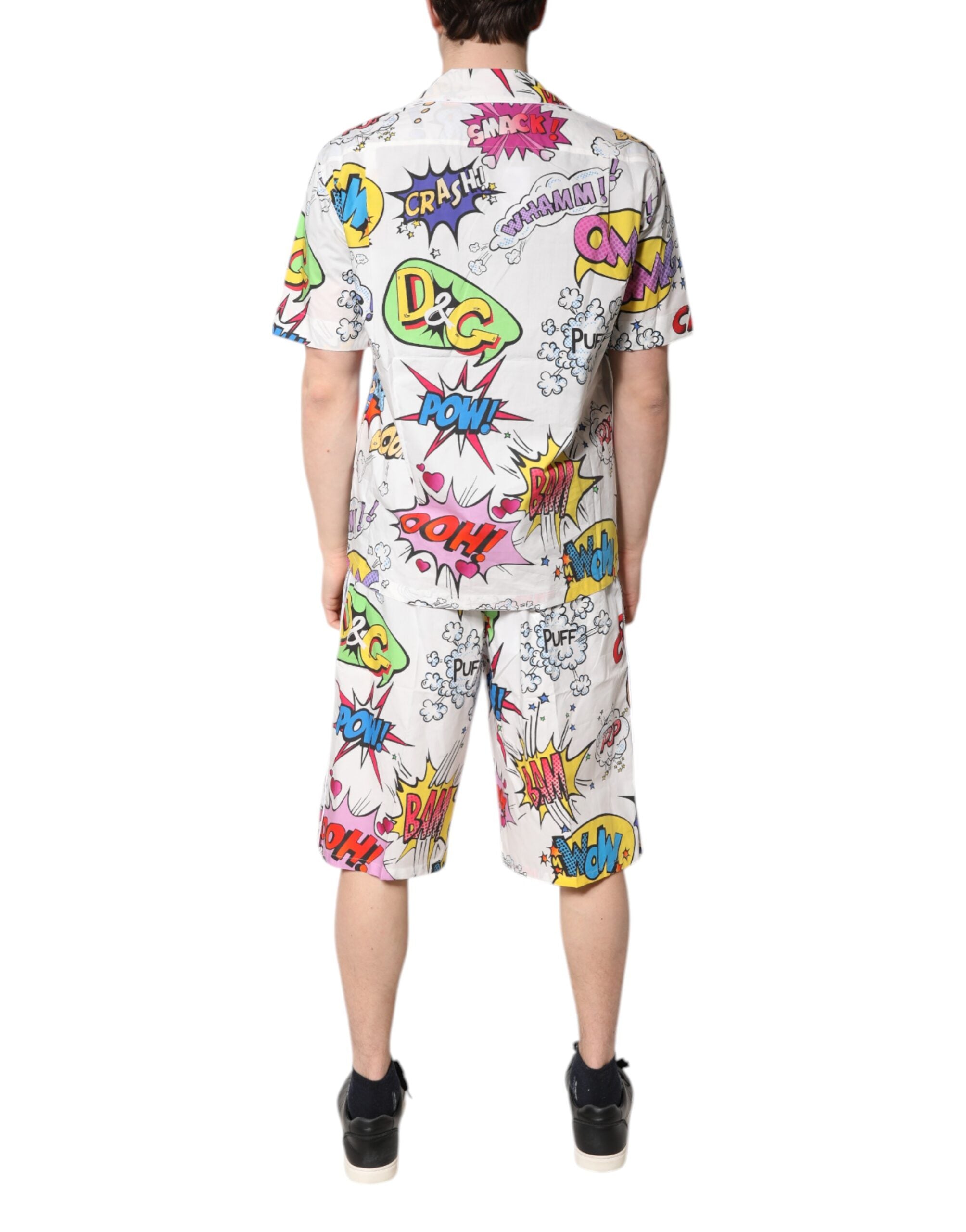 Dolce & Gabbana White Cartoon Print Cotton Men Pajama Set Sleepwear Dolce & Gabbana