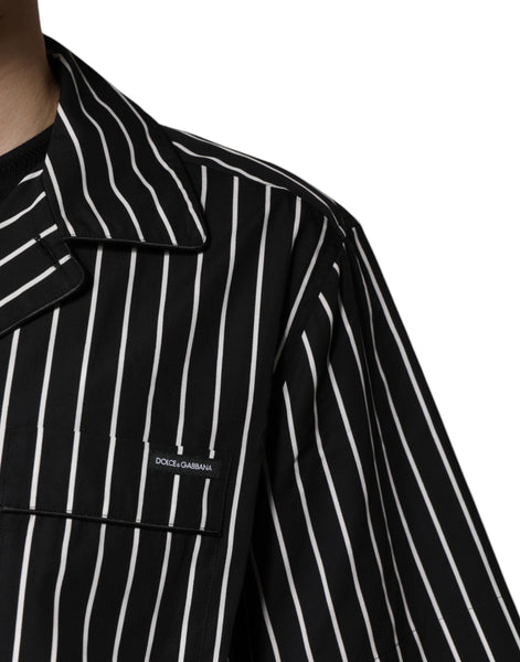Dolce & Gabbana Black White Stripes Cotton Men Pajama Set Sleepwear Dolce & Gabbana